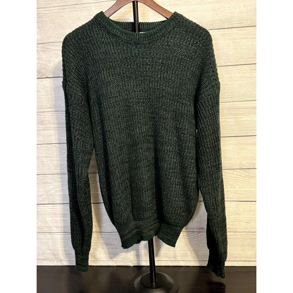 Saugatuck Sweater Size L Dark Green Acrylic Crewneck Vintage